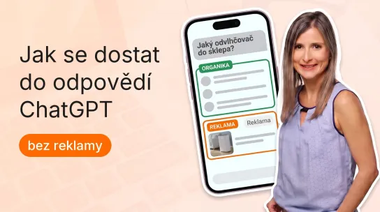 Zuzana Slepánková vedle telefonu s odpovědí ChatGPT: nahoře organické výsledky, pod nimi reklama